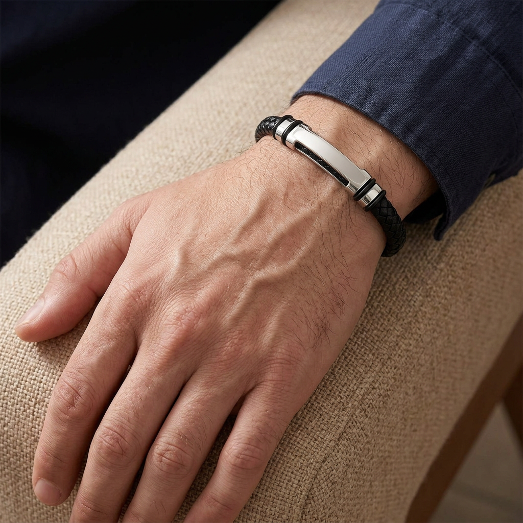 Falk Leather Armband buren på modell