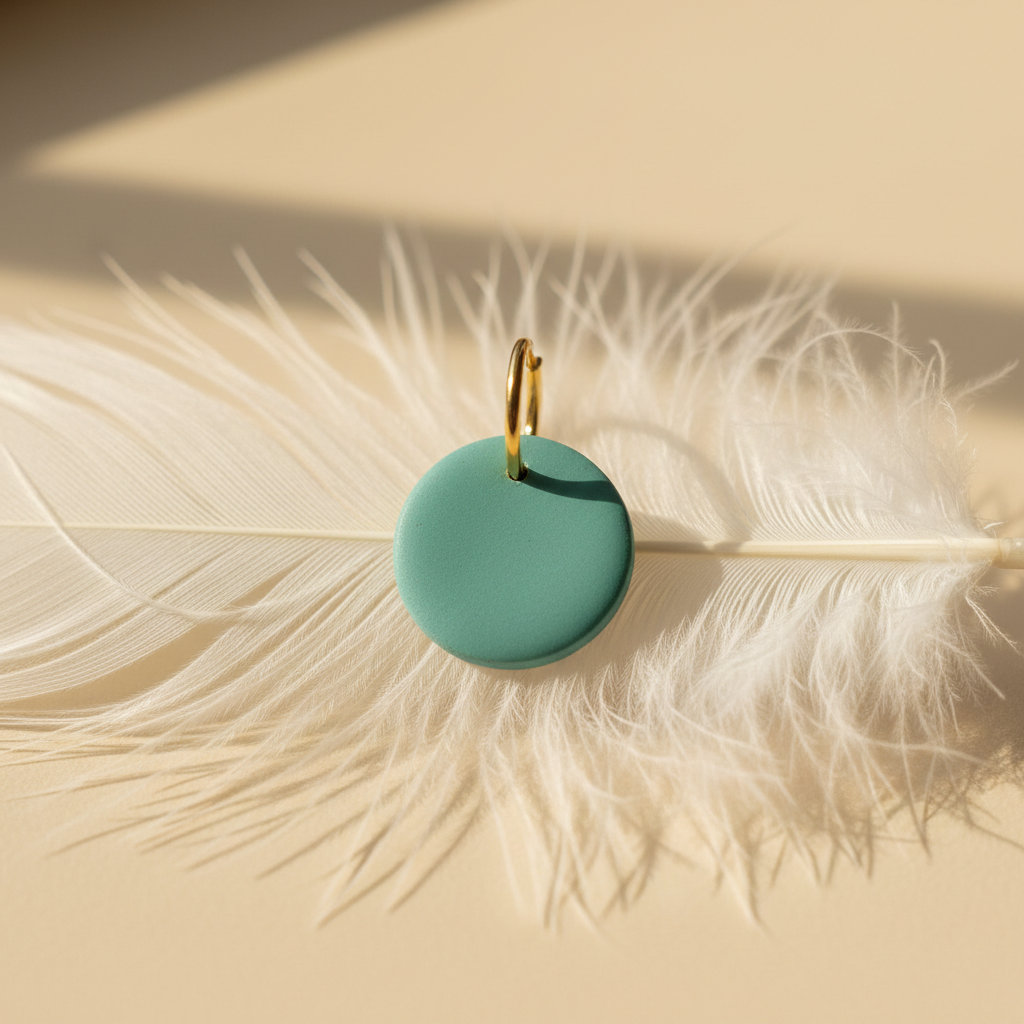 Polymer clay earring on feather