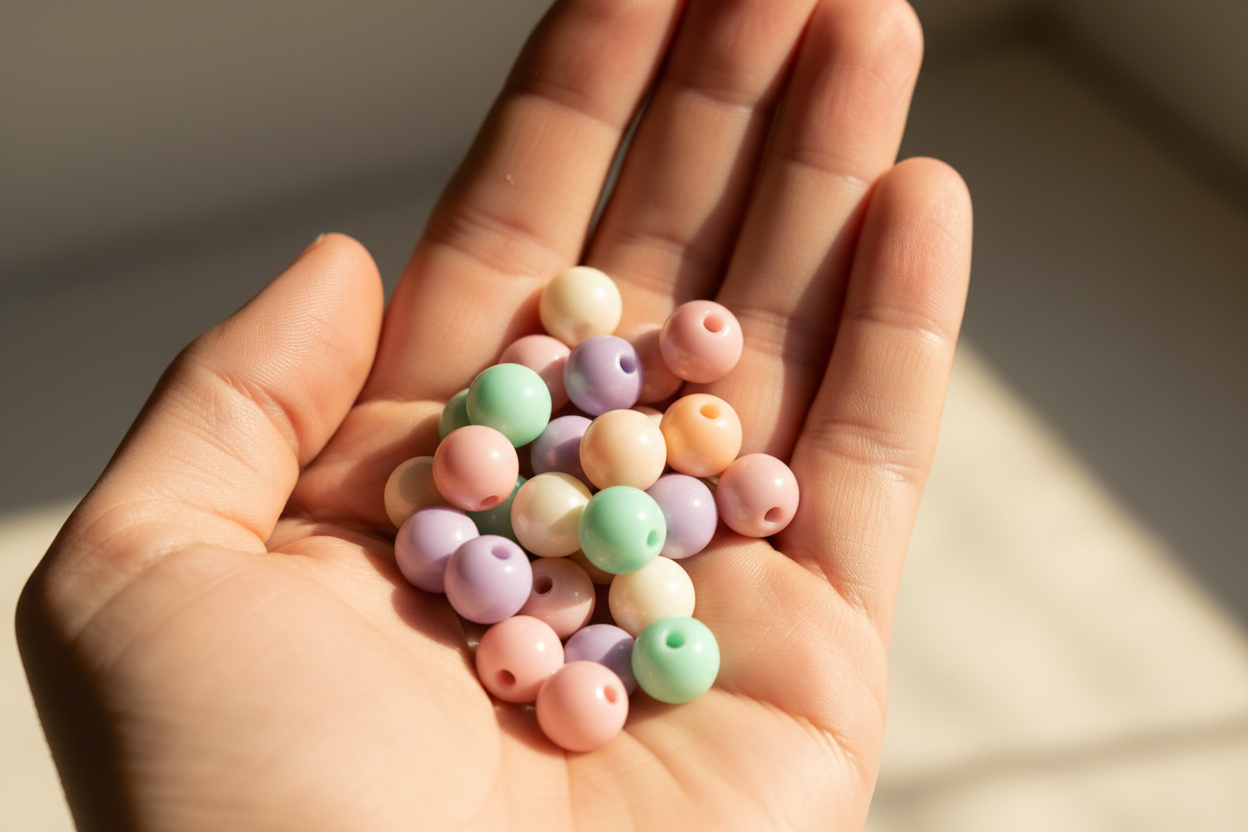 Warm bright hand with pastel beads